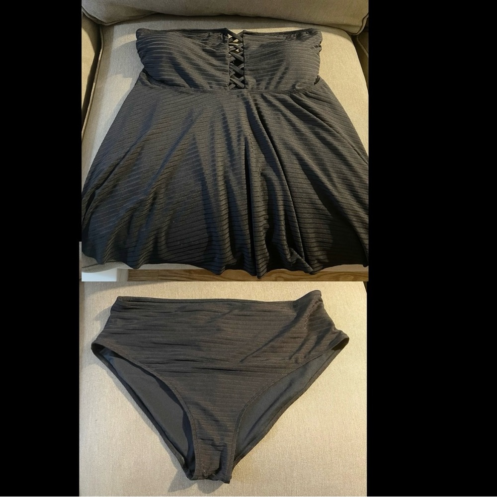👚SHEIN Bandeau Tankini Black Size 2XL